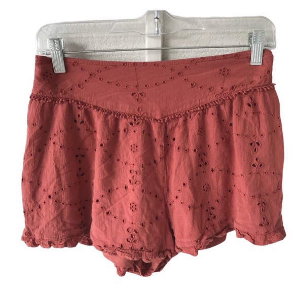 American Eagle Outfitters Pants - American eagle eyelet embroidered burnt orange shorts Small